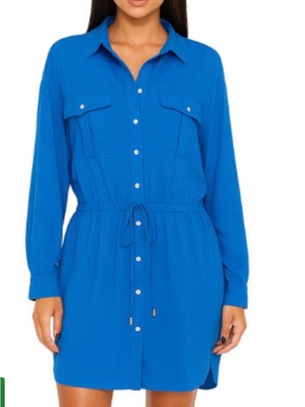Ralph Lauren Royal Blue Button-Front Midi Shirt Dress